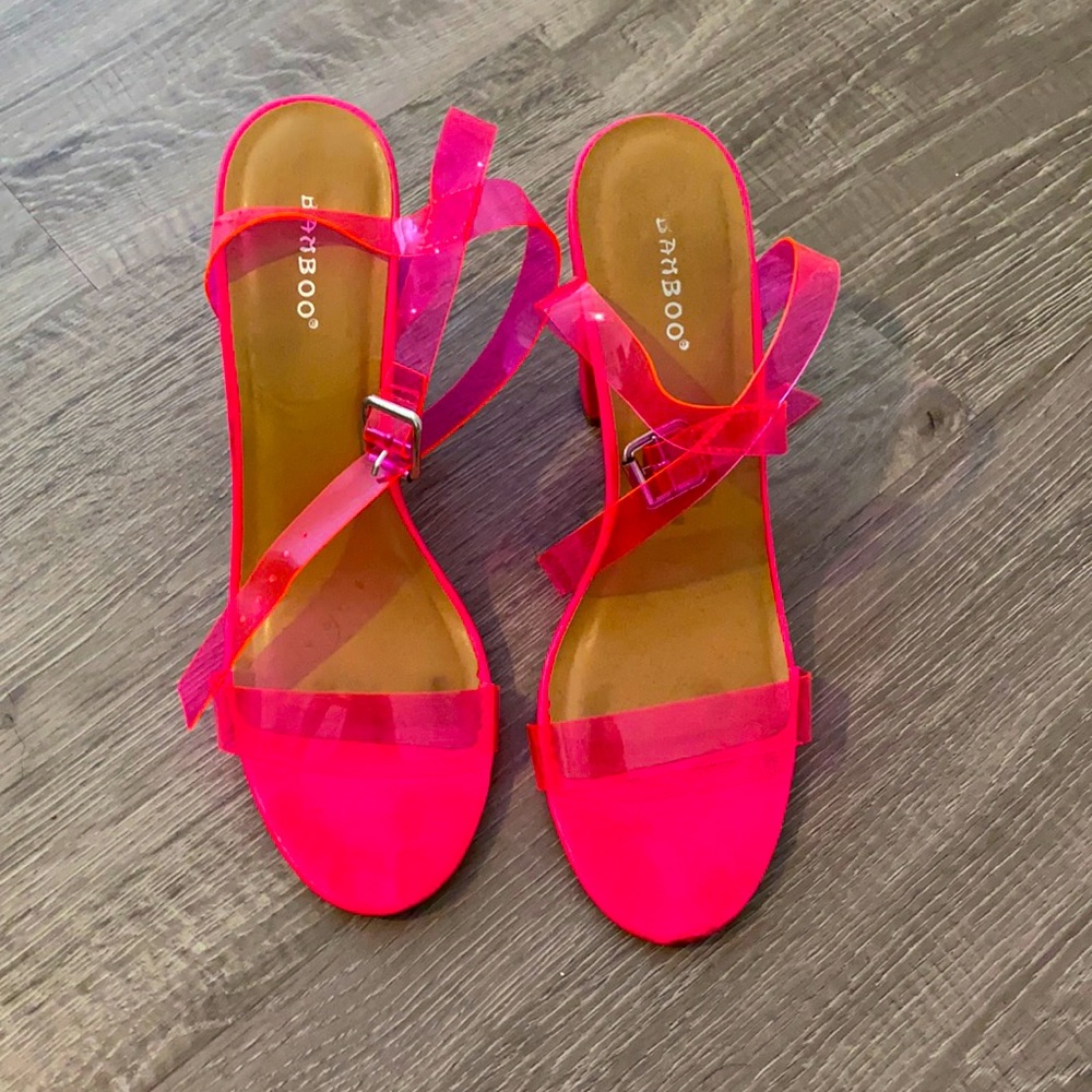 Used neon pink heels 3”